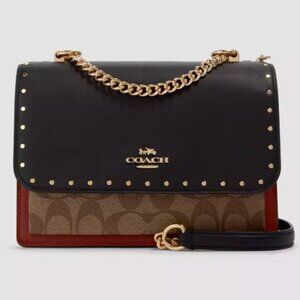 NWT Coach Klare 90400 Crossbody Signature Snake Embossed Khaki Multi Authentic